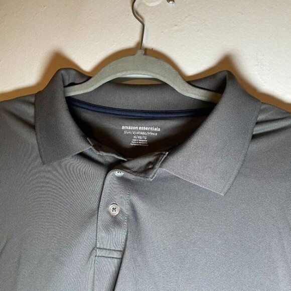 Amazon Essential Mens Grey Short Sleeve Golf Jersey Polo T Shirt Sz Medium Tall - Picture 4 of 8